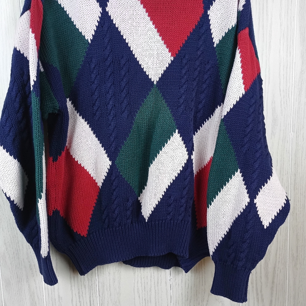 VTG Boston Traders 100% Cotton Knit Sweater large Made in India W/ Flaws. This - Picture 5 of 15